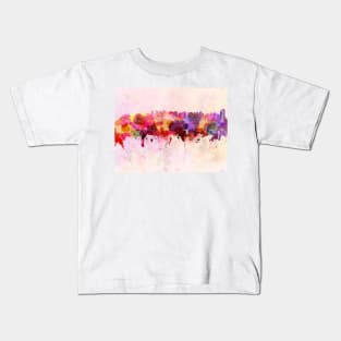 Curitiba skyline in watercolor background Kids T-Shirt